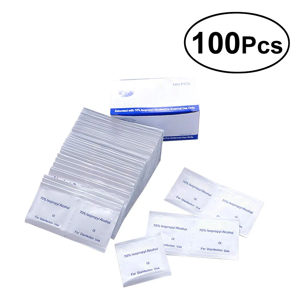 

Portable Useful 100PCS Professional Alcohol Swabs Pads Wet Wipes 70% Isopropyl First Aid Home Skin Cleanser Sterilization