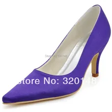 New Arrival Sexy High Heel Shoes EP2131 Pointed Toe Purple 3inch Cone Heel Satin Prom Pumps