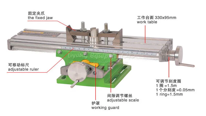 Cnc части ly6330 Многофункциональный Фрезерные станки скамейке дрель Клещи приспособление Рабочий стол X Y оси регулировки координировать