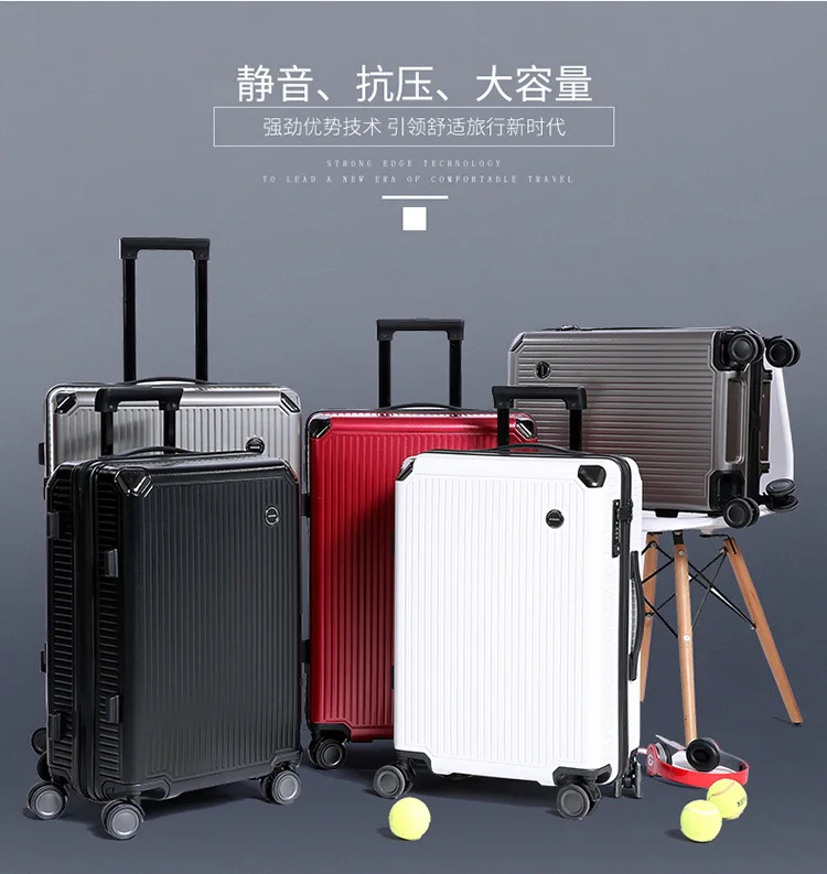 Travel Luggage Trolley Alloy Business Rolling Airplane Luggage Explosion Proof Zipper Suitcase Spinner Wheels Trunk (1)