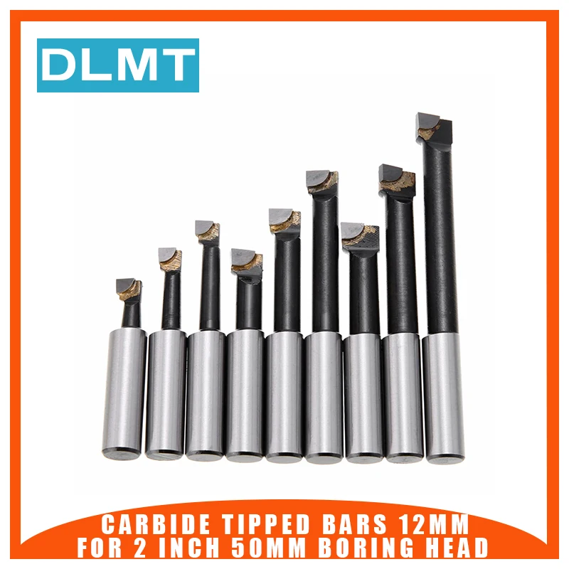 

9Pcs Durable Hard Alloy Shank Boring Bar Set Carbide Tipped Bars 12Mm For 2 Inch 50Mm Boring Head For Lathe Milling