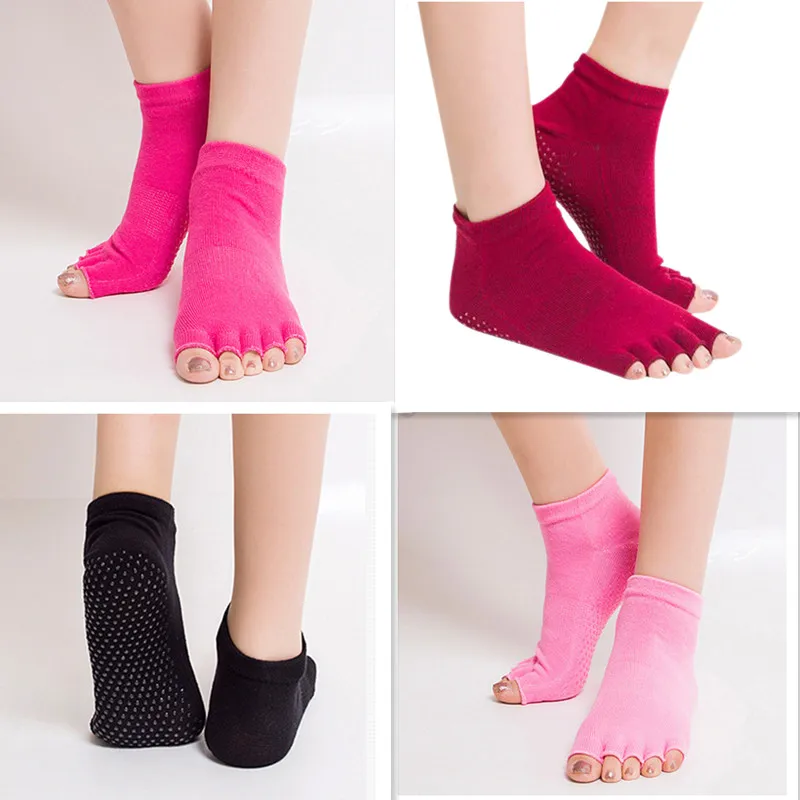 BONJEAN Half Five Fingers Cotton Open Toe Yoga Sock Non Slip Peep Toe