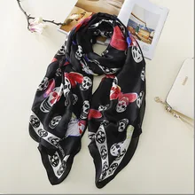 OLOME, bufanda de calavera negra Vintage para mujer, pañuelos de playa grises con estampado de mariposa, chales, estolas para mujer, Fular Hijab