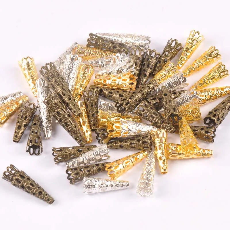 

50pcs Vintage 3 Colors Flowers Blank Setting Filigree Wraps Connectors Charm Findings For Jewelry Making YKL0761