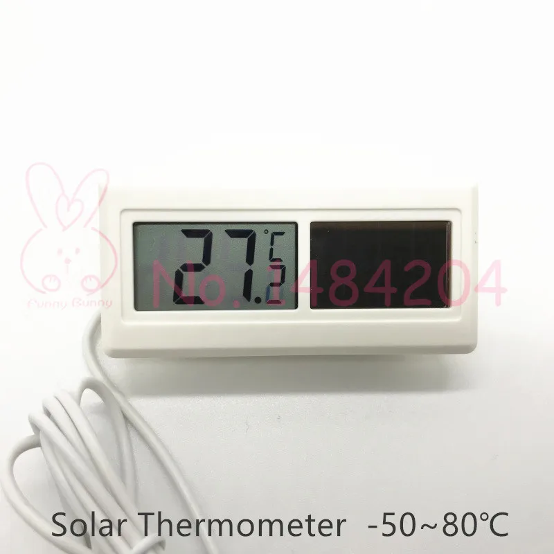 

2 PCS Portable Solar Powered Digital Thermometer -50~150 C Degree with 1m Cable Free Shipping Energy Saving