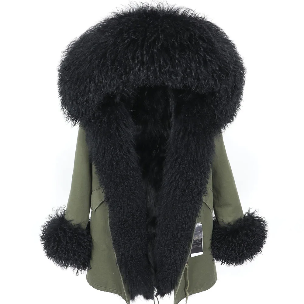 Высококачественная меховая подкладка из меха енота, пальто, роскошная натуральная шерсть, теплые женские модные меховые пальто, зимняя куртка - Цвет: Темно-серый
