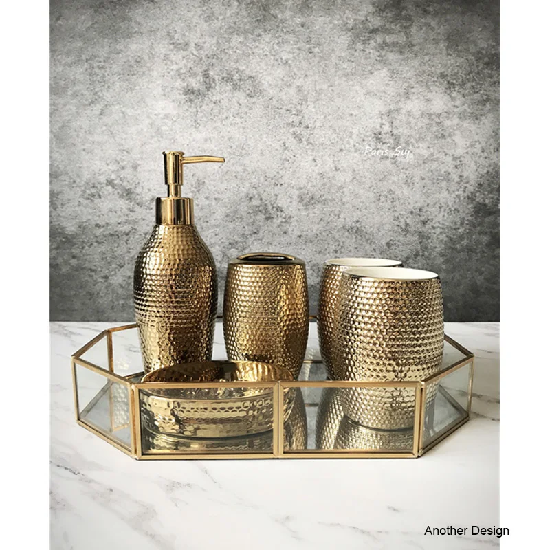 Home Decor bathroom sets gold plated luxury decor creative figurinein