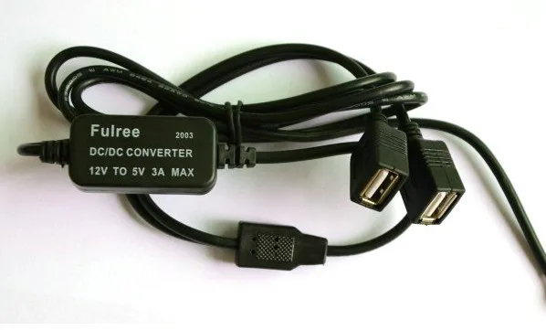 

Converter DC12V(8-22V) to 5V 3A 15W 2 USB 1M cable DC Buck Module car power supply waterproof