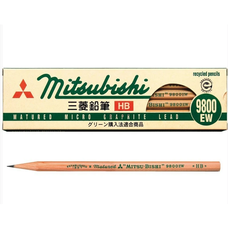 

UNI Mitsubishi 9800EW HB/2B/B Pencils Wood body Environmental pencils drawing Writing Supplies 2018