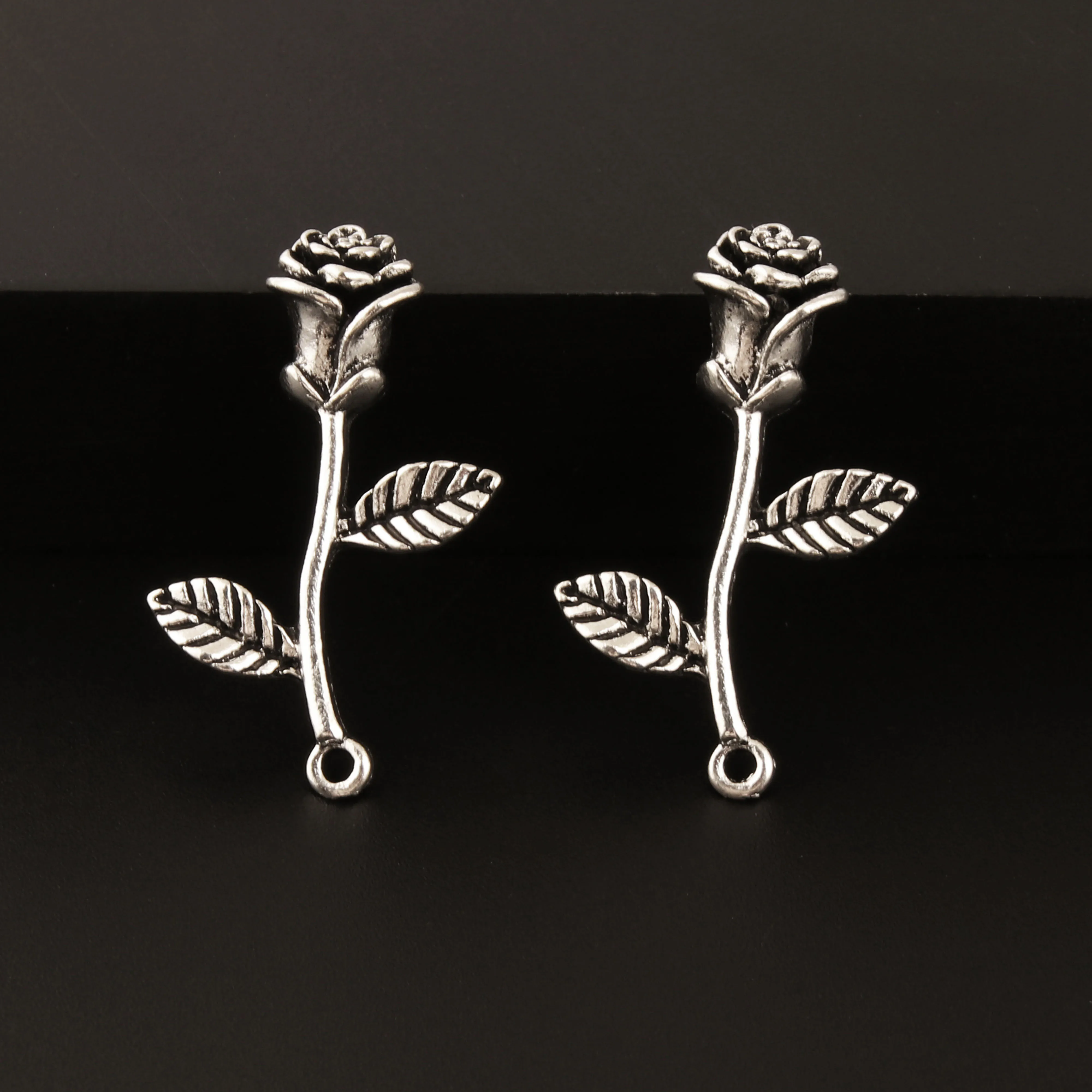 

10pcs Antique Silver Nice Rose Flower Charms Nature Pendant Making DIY Handmade Fit Necklace Accessory 34X20mm A380