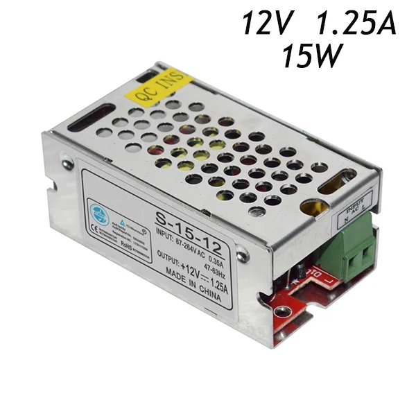 

20Pcs/Lot High Quality 12V 1.25A 15W LED Power Supply Driver For LED Strip AC 110V 220V To DC Non-Waterproof