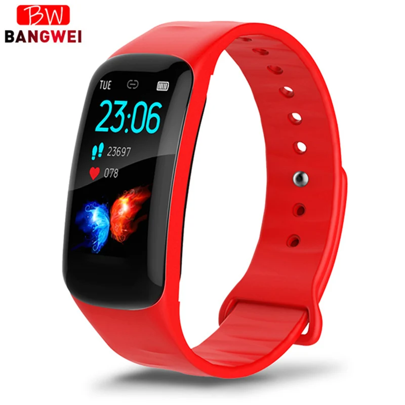 

BANGWEI 2019 New Smart Sport Watch Men Women IP67 Waterproof Fitness Watch Heart Rate Monitor Pedometer Tracker Smart Watch+box