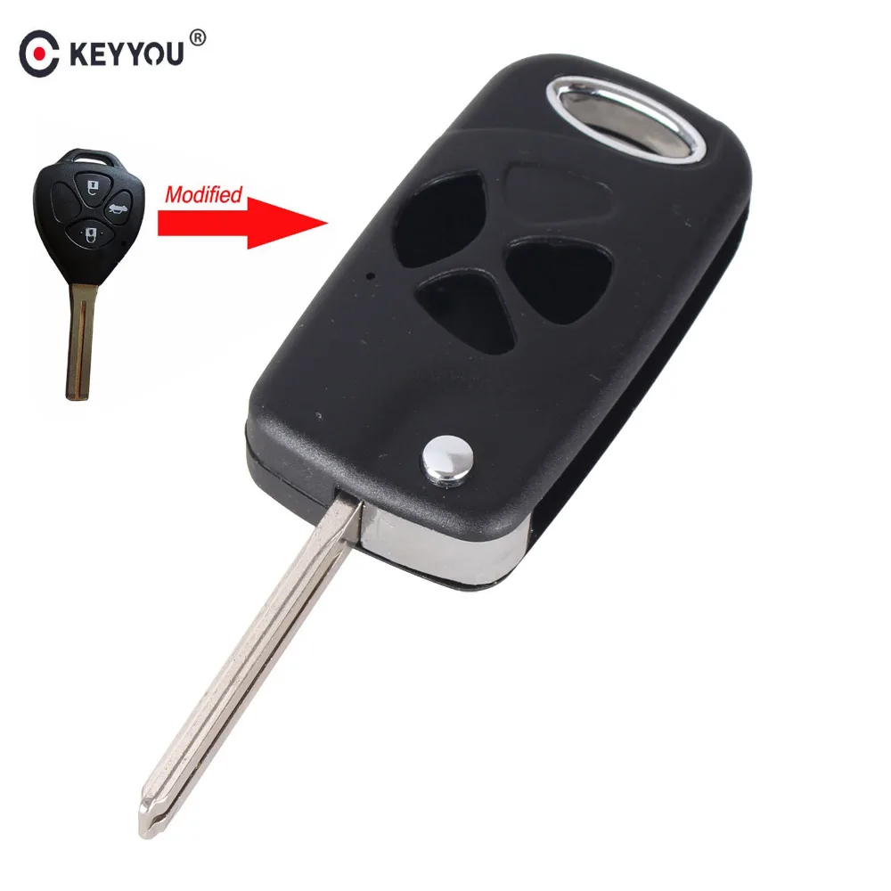 

KEYYOU Modified Folding Flip Remote Key Shell Case For Toyota Camry Reiz Corolla Crown 3 Buttons Key Fob Cover