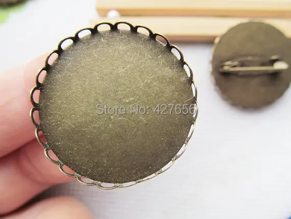 

20pcs Antique Bronze Blank Brooch/Breastpin Charm,Base Setting Tray Bezel,fit 30mm Cabochon,Clip Safety Pin/Brooch Backsid