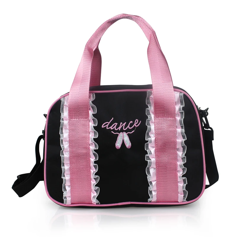 Pretty Pink+Black/Pink Dance Embroidered Ballet Shoes