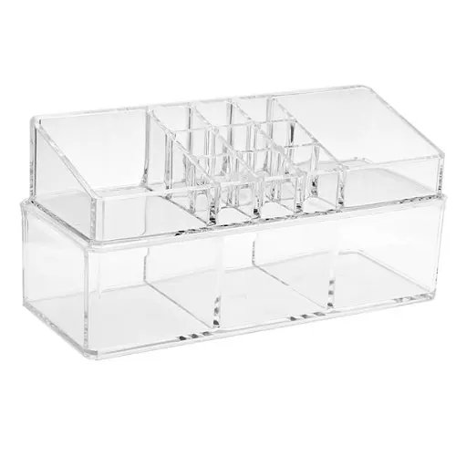 

Wholesale 10pcs Acrylic Cosmetic Display Stand Storage Case Makeup Double-deck