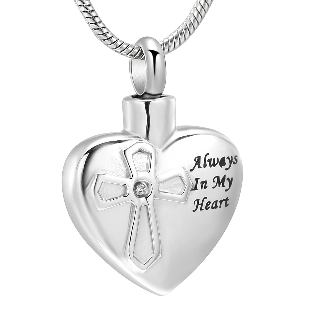 Cremation Jewelry for Ashes, Cross Always in My Heart Locket Keepsake