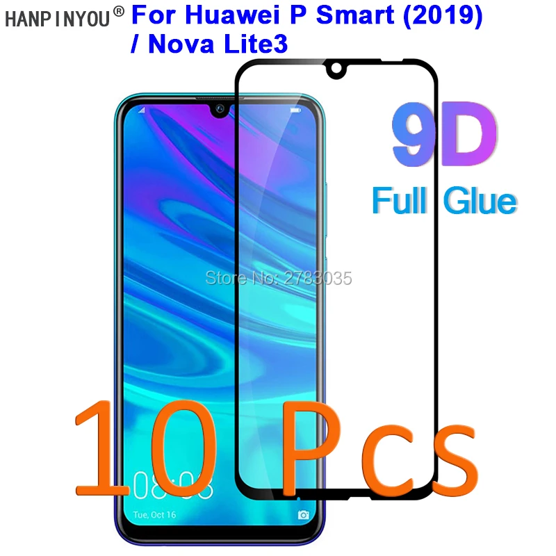 

10 Pcs/Lot For Huawei P Smart (2019) /Nova Lite 3 5D 6D 9D Full Glue Cover Toughened Tempered Glass Film Screen Protector Guard