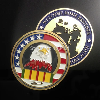 

No Magentic!Welcome home brother,United Sate gold plated coins,DHL Free Shipping,50pcs/lot,US Aviation Coins, Replica Coins