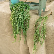 Искусственные суккуленты жемчуг мясистые зеленые ветви лозы настенный пластик ротанга растения осень дом Свадебные украшения цветы