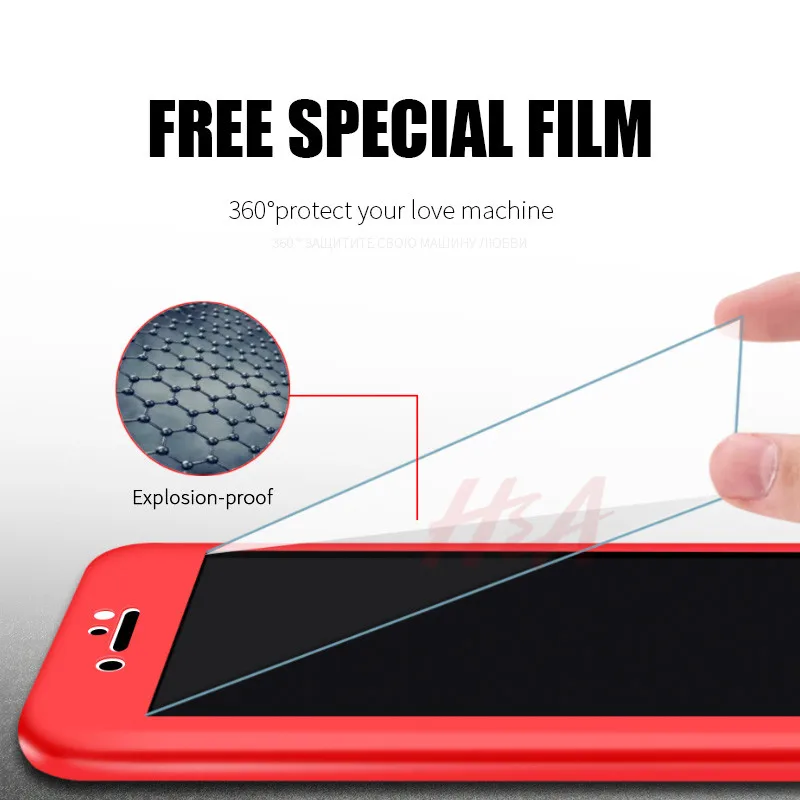 H & A 360 funda completa para teléfono para iPhone 8 6 6 s 7 Plus 5 5S SE suave funda protectora de silicona para iPhone 8 Plus con vidrio