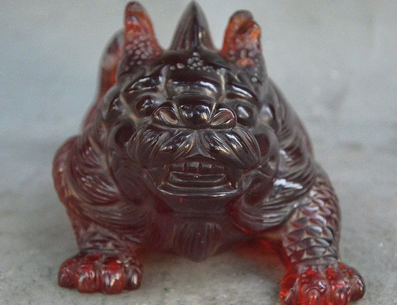 6&quot China FengShui Synthetic resin Imitation amber Myth Wealth Dragon fish Statue | Дом и сад