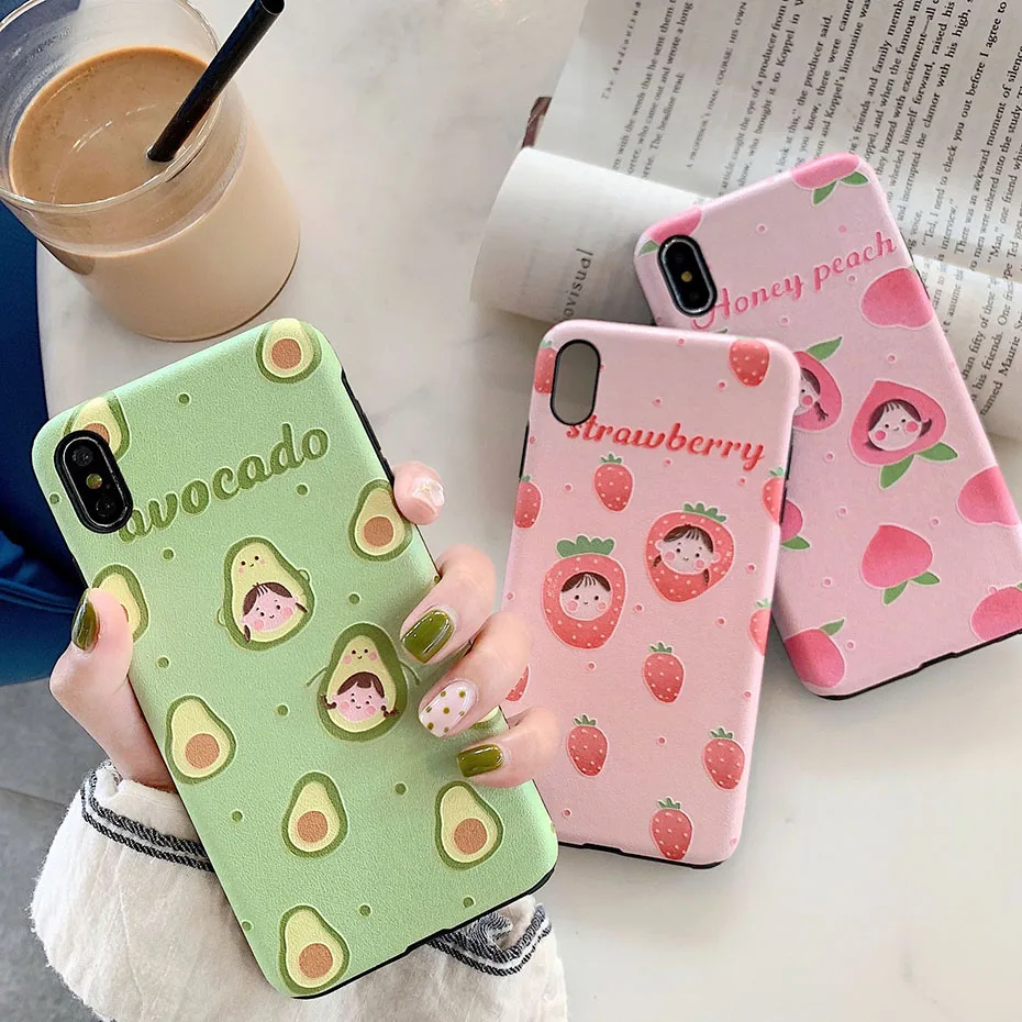 

Fruit girl pattern silicone case for iPhone 8 7Plus 8Plus compatible apple iphone XR 6 6Plus 6S 6sPlus X XS XSMAX relief cover