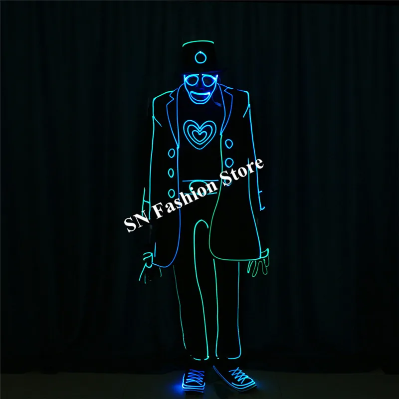 

TC-195 DMX512 Programmable ballroom dance led costumes MJ robot men stage show wears suit dj group clothes catwalk performance