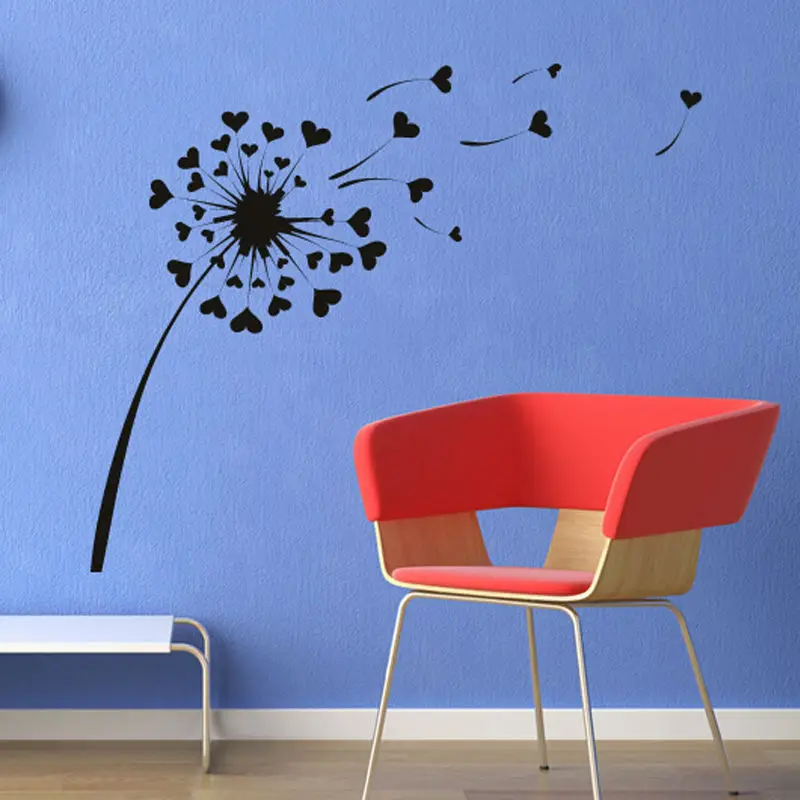 

DCTOP Love Heart SHape Dandelion Flower Art Wall Sticker Vinyl Removable DIY Home Decor Poster Living Room Kids Bedroom Decals