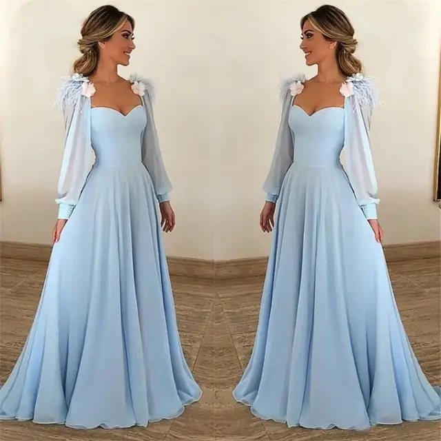 chiffon baby blue dress