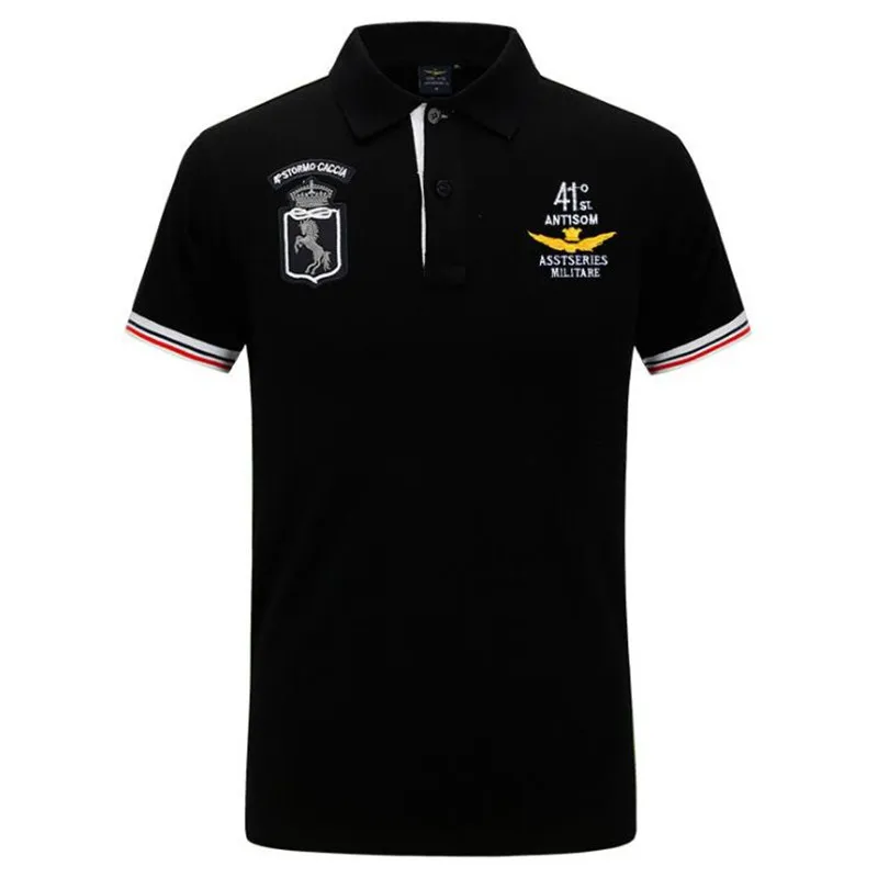 

Men Summer Brand Clothes Solid Polo Breathable Shirt Slim Short Sleeve Anti-Wrinkle Homme Air force one Polo Shirt Size M-4XL