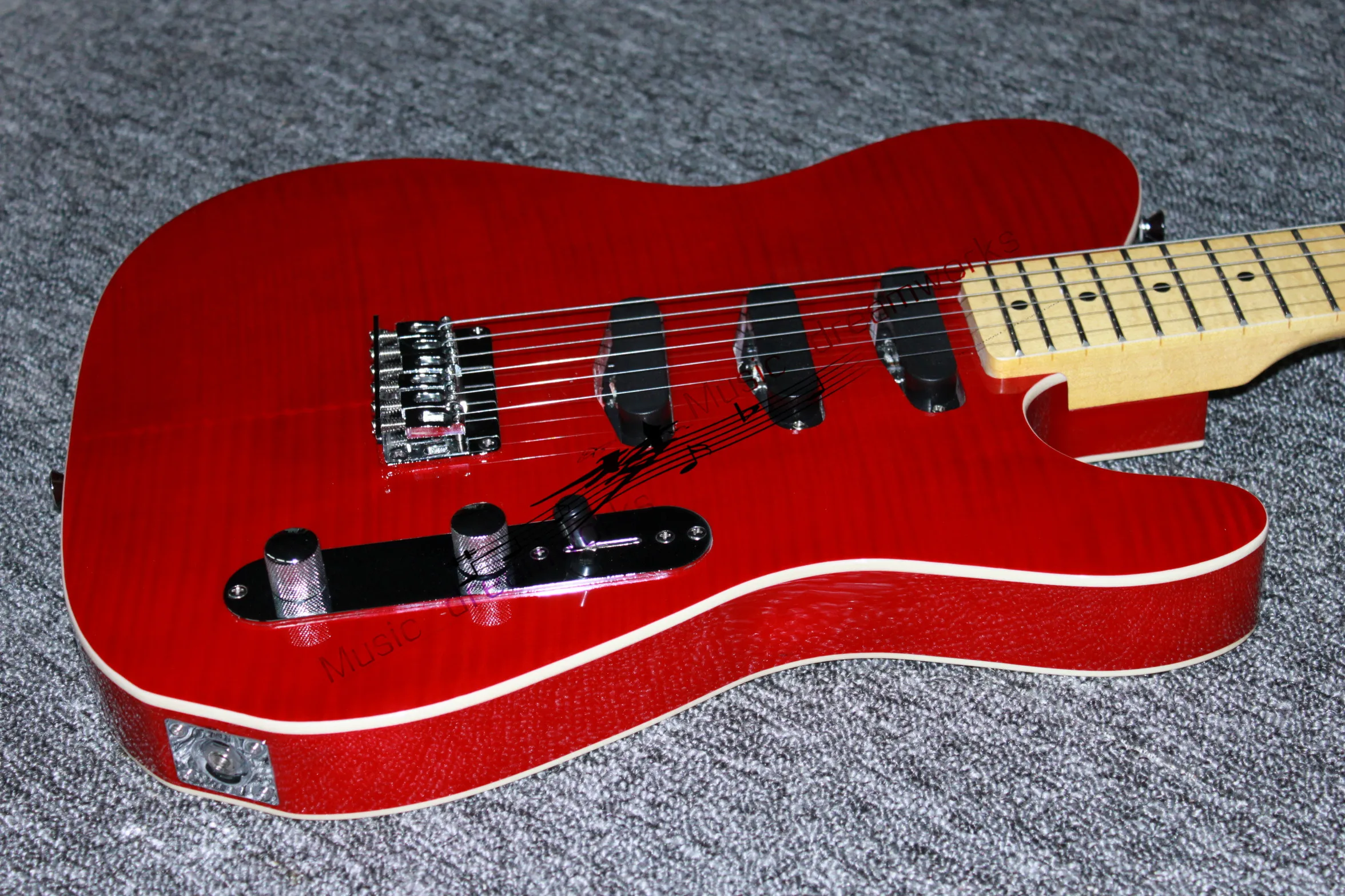 

China firehawk electric guitar, T1L2 flame maple wood grain High quality guitar RED color logo can be changed Free shipping