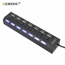 KEBIDU 7 портов USB разветвитель 480 Мбит/с USB 2,0 адаптер вкл/выкл переключатель для ПК Ноутбук Периферийные устройства Аксессуары usb-хаб