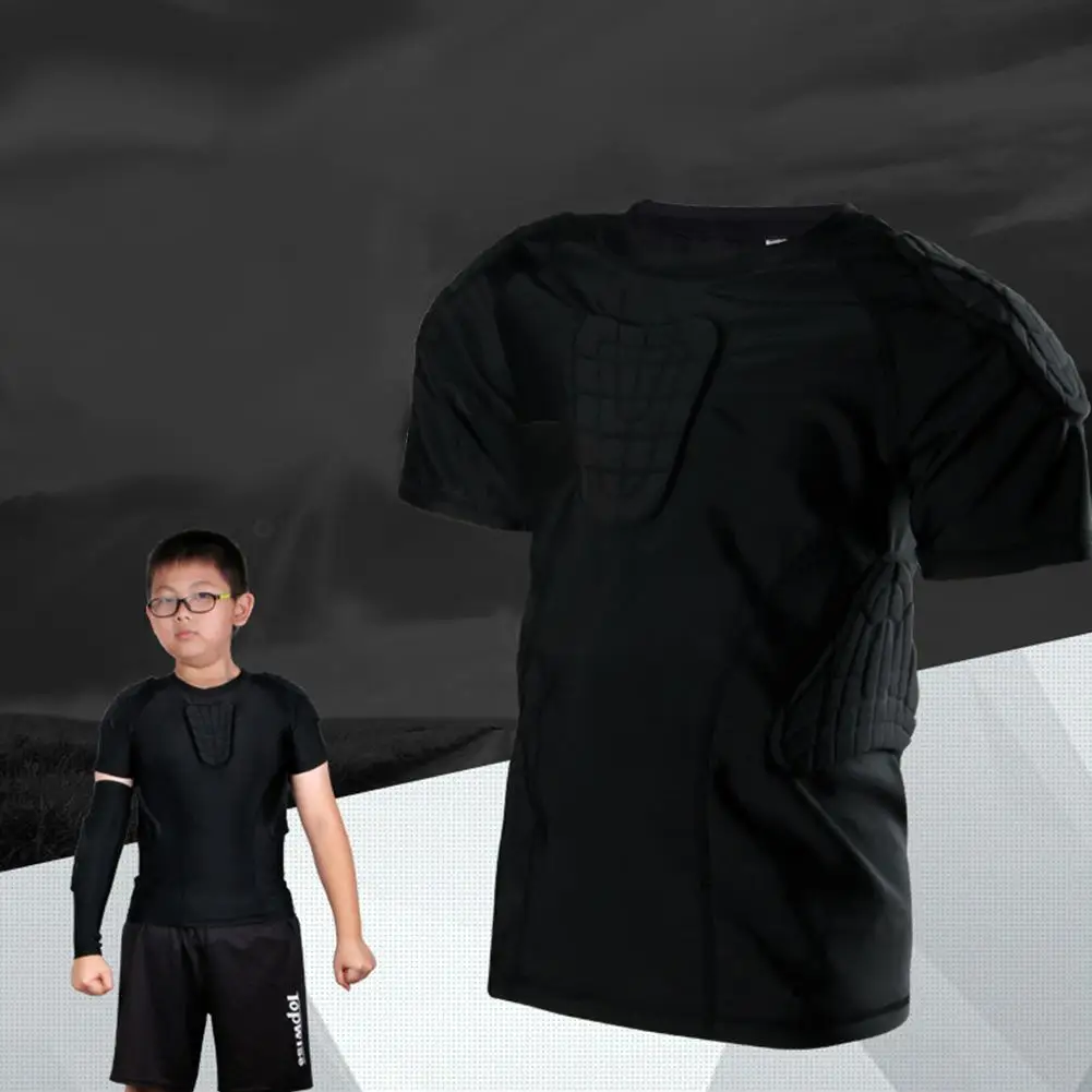 Спортивная Защитная футболка для защиты плеч и спины, защитный ребристый костюм для защиты грудной клетки, детский спортивный костюм для мальчиков