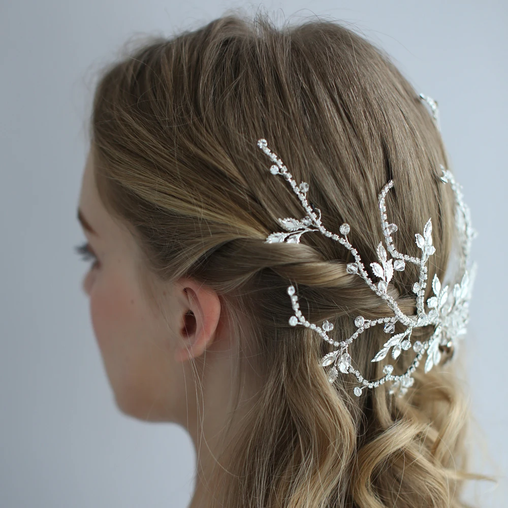 Античное серебро свадебное украшение для волос нежный лист лоза ручной работы свадебные аксессуары для волос для невесты украшения для волос