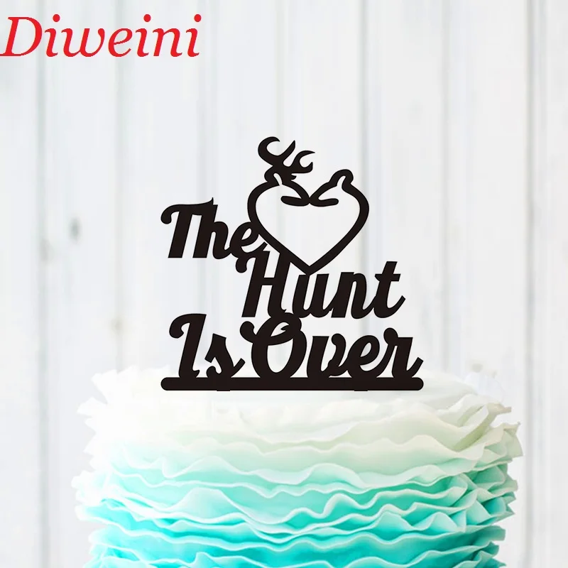 

The Hunt Is Over Cake Topper, Personalized Wedding Cake Toppers,Acrylic Rustic Deer Cake Topper Wedding Party Supplies