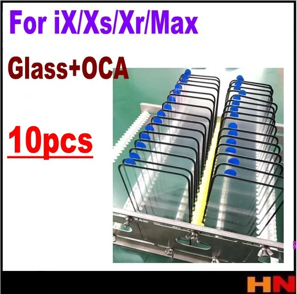 

10pcs wholesale for iPhone X XS XR XS MAX glass + OCA together LCD cold press glass
