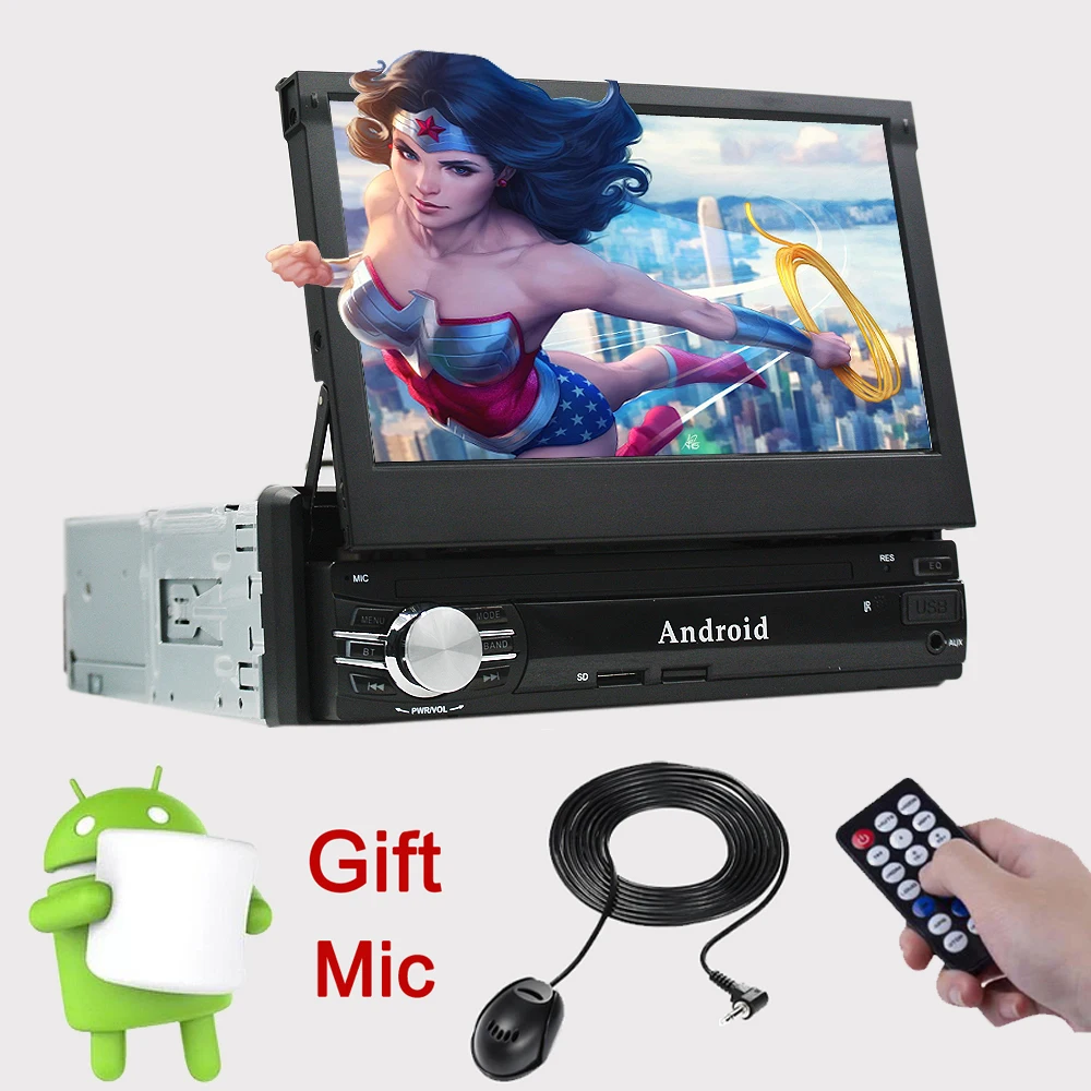 Стерео gps navi 1din Android 6 0 4 ядра дюймов 7 HD сенсорный экран wi fi Автомобильный плеер