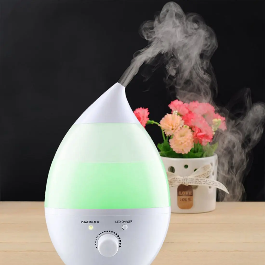 

High Quality Drop-shaped colored 2.4L LED humidifier home office aromatherapy ultra-quiet humidifier non-radiation