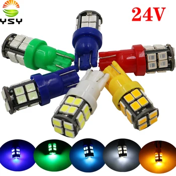 

YSY 100x T10 W5W Car LED Bulb Auto 20SMD 2835 168 194 Side Marker Lights Map Turn Signal Lamp White Yellow Green Red Blue DC24V