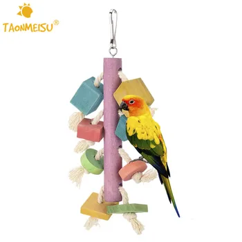 

Parrot Toys Colorful Cotton Line Wooden Toys for Pets Birds Macaw Parakeet Cockatiel Chew Bait Toy Cage Hanging Toy