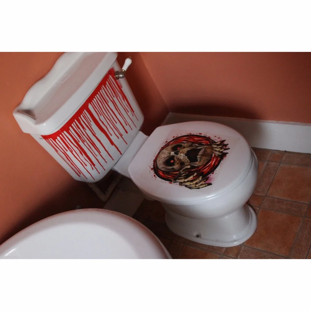 New Halloween Scary Toilet Seat Grabber Cover Party Festival Decoration Sticker Prop