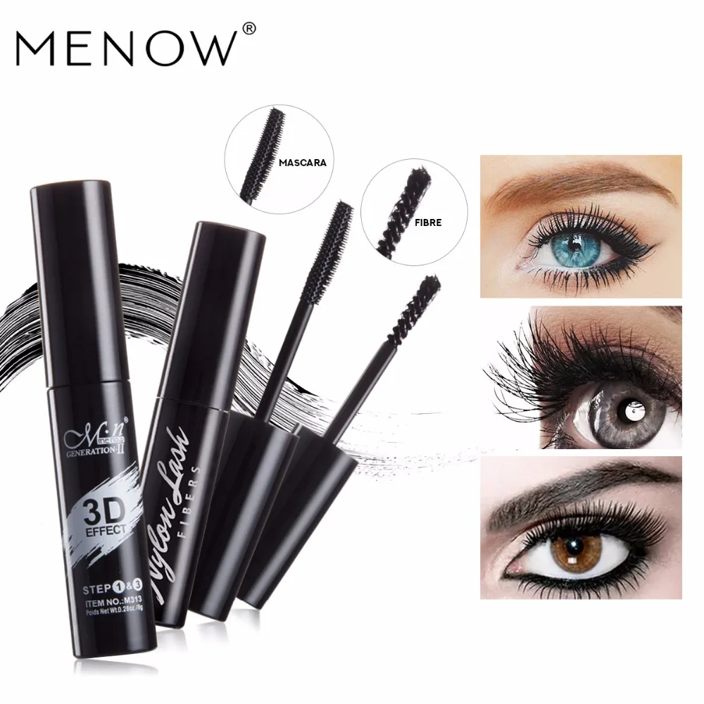 

MENOW 3D black Waterproof Mascara Plus Grafting Fiber Mascara Companion Eyelash Set Three-dimensional spiral brush head K908