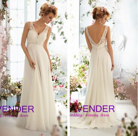 2017 nuevo vintage v profundo cuello de encaje y gasa vestido de