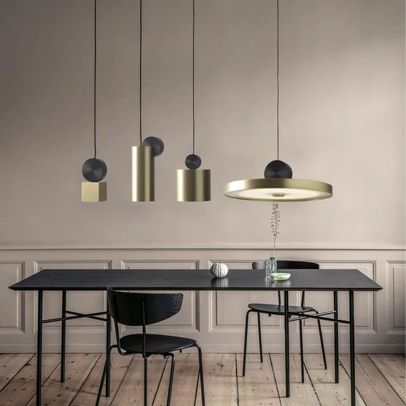 

Nordic modern model design wrought iron plating restaurant bar art lighting combination pendant lights bedroom bedside small pen