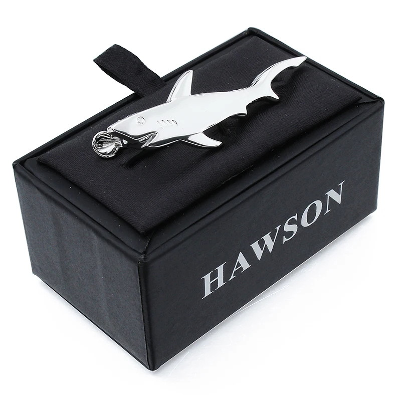 Зажим для галстука HAWSON с имитацией родия акула и гладкой поверхностью мужской