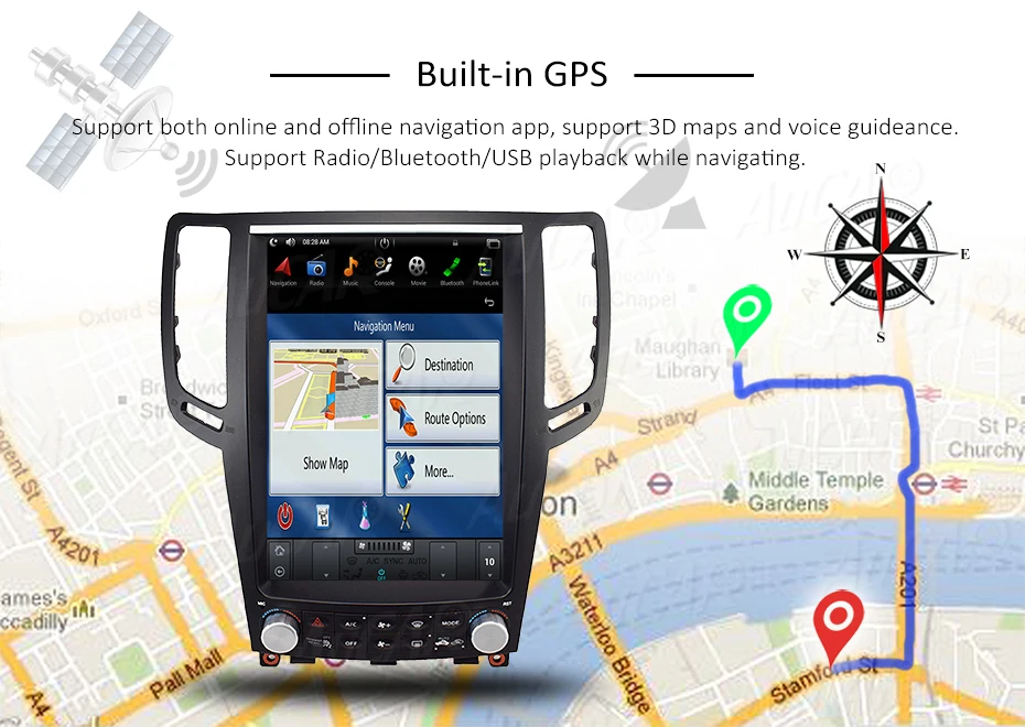 Flash Deal AuCar Tesla 2 DIN Android 8.1 12.1"l screen car radio GPS navigation for Infiniti G37 G35 G25 G37S car multimedia stereo player 14