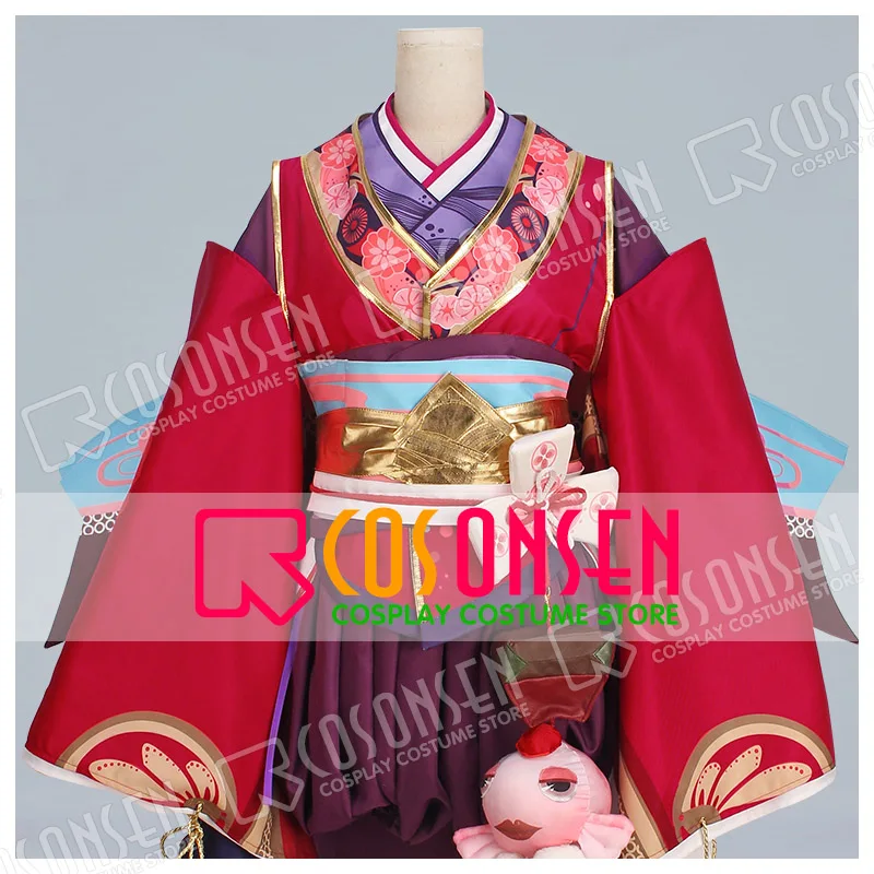 Минамото Кагура заклинатель японский kawaii красный кимоно Косплэй костюм полный комплект cosplayonsen костюм