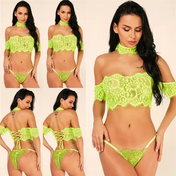 

NEW Fashion Women Sexy Off Shouder Lingerie Fluorescent Green Tube Top Solid Lace Tube Top