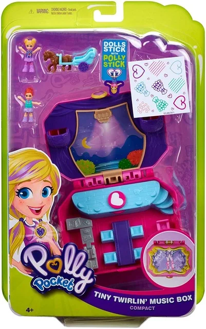 Оригинальная мини-шкатулка для девочек Polly Pocket World, Новая игрушка FRY35, миниатюрная Музыкальная шкатулка, детские игрушки для девочек, куклы для девочек